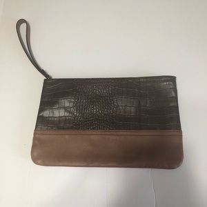 Banana Republic Two Tone Leather Zipper Clutch